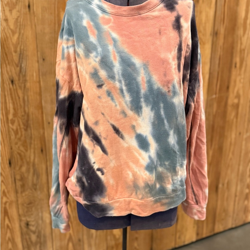 wild fable Peach Tie-Dye Crewneck Sweatshirt